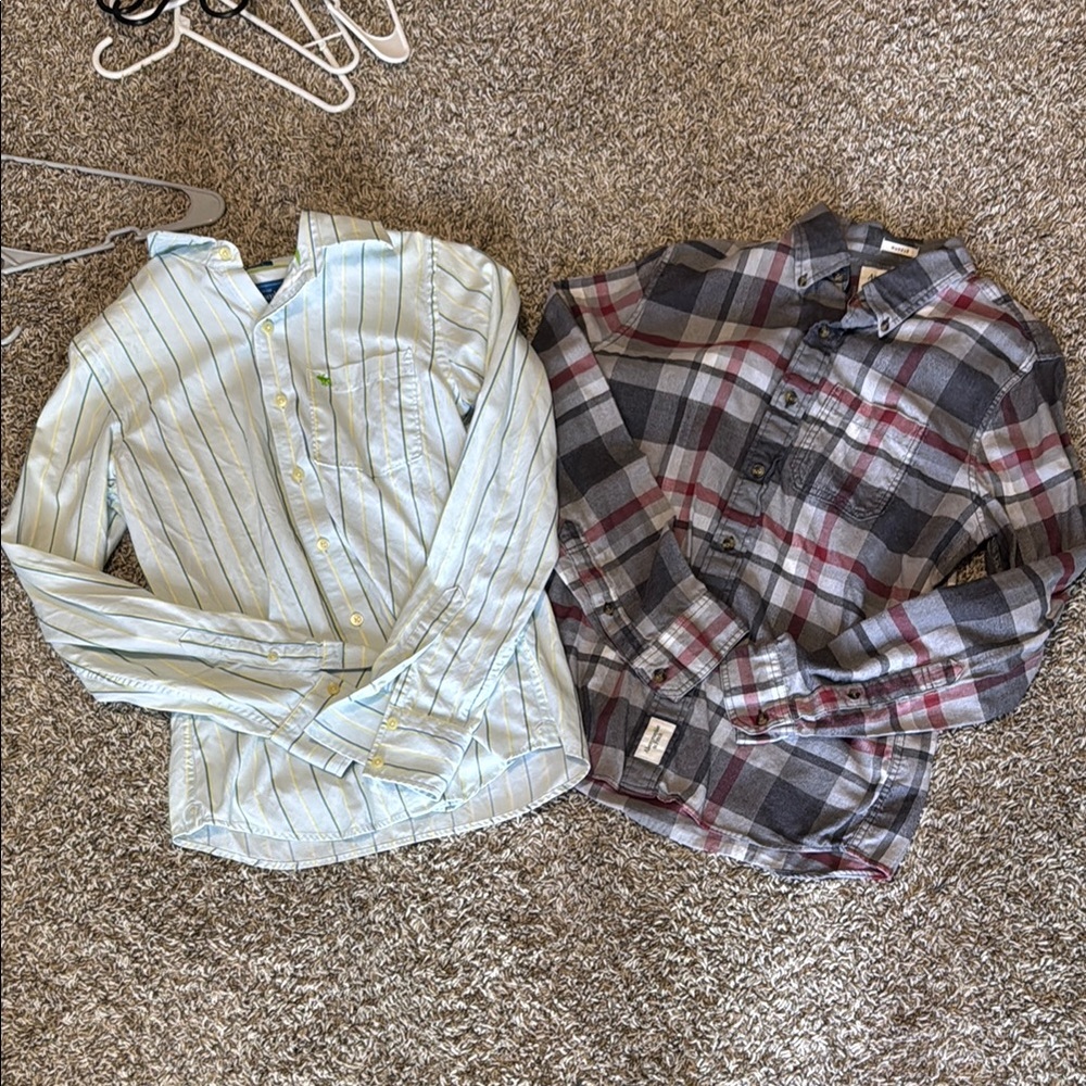 Abercrombie & Fitch Light Blue and Yellow Striped Shirt
